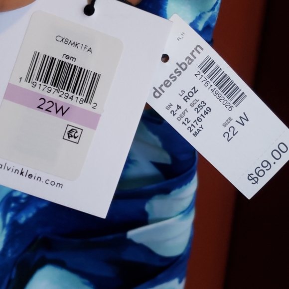 Calvin Klein Women Blue & White Dress Size 22W - Picture 10 of 14